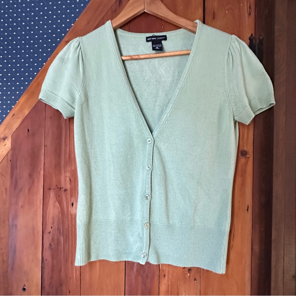 Y2K Light Green Shirt Sleeve Cardigan